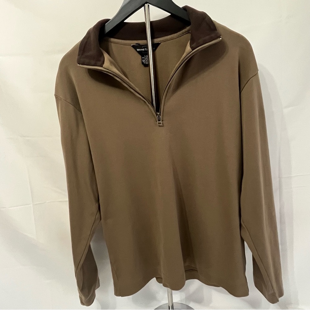 Wayne Gretzky Tan Half Zip Long Sleeve Shirt